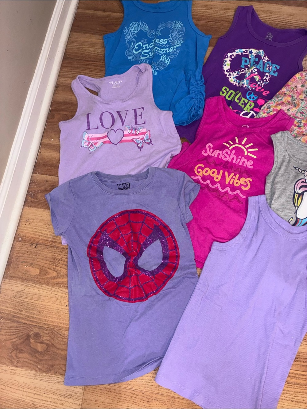 Girls Summer Tank Top Bundle - Purple, Pink, Blue, Gray - Picture 3 of 6